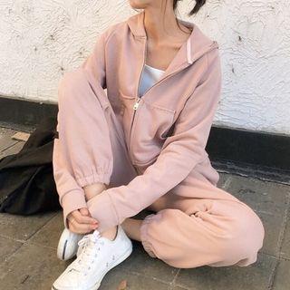 Set : Plain Hooded Jacket + Sweatpants