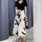 Short-sleeve Mock Two Piece Midi Dress As Shown In Figure - S