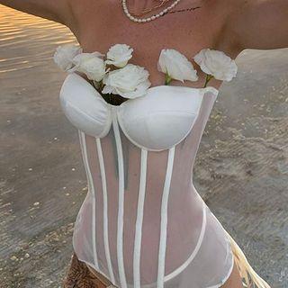 Mesh Lace-up Tube Top