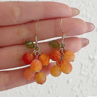 Orange Resin Fringed Earring