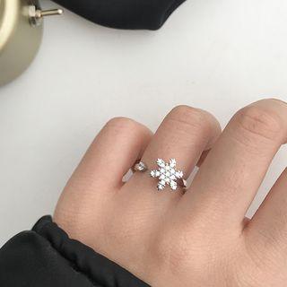 925 Sterling Silver Snowflake Open Ring Silver - One Size