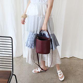 Elastic-waist Color-block Tiered Maxi Dress