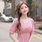 V-neck Tie-waist Midi Floral Dress
