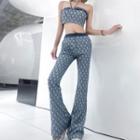 Lettering Strapless Top / Straight Leg Pants