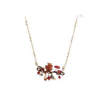 Fashion Creative Plated Gold Senri Squirrel Mushroom Enamel Necklace Golden - One Size