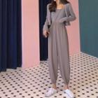 Buttoned Jacket With Cami Top / Cropped Harem Pants