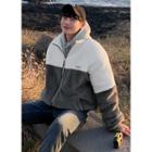 Two-tone Faux-fur Zip-up Jacket
