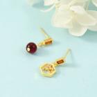 Non-matching Alloy Hexagon & Faux Crystal Bead Dangle Earring 1 Pair - Lantern - One Size