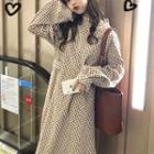 Long-sleeve Dotted Corduroy Midi Dress As Shown In Figure - One Size