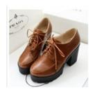 Chunky-heel Stitched Oxfords