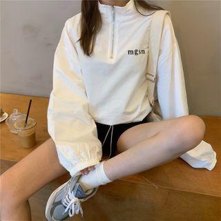 Long-sleeve Turtleneck Printed Zip Pullover