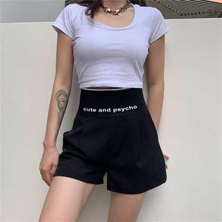 High-waist Lettering Waistband Shorts