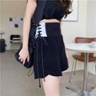 High-waist Lace-up Wide-leg Sweatshorts