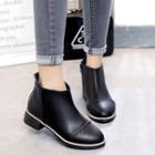 Faux-leather Stitched Ankle Boots