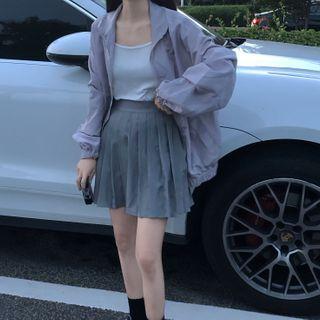 Plain Zip Jacket Gray - One Size