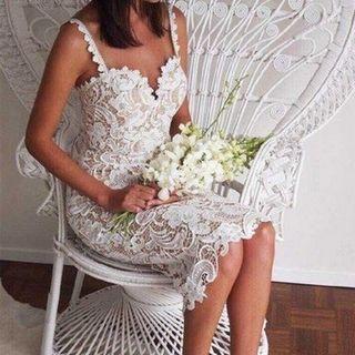 Lace Slim-fit Spaghetti Strap Dress