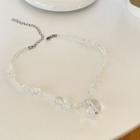 Faux Crystal Pendant Necklace Transparent - One Size