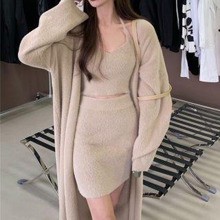 Spaghetti Strap Top / Mini Skirt / Long Cardigan