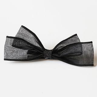 Bow Mesh Hair Clip 01 - Black - One Size
