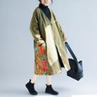 Printed Button Coat As Shown In Figure - One Size
