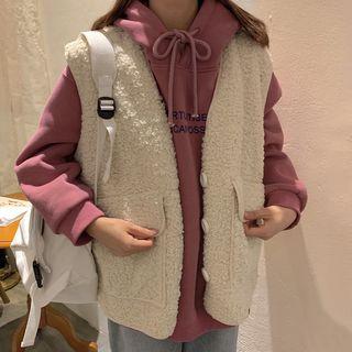Lettering Hoodie / Fleece Vest
