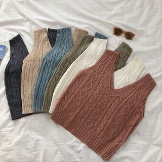 Plain V-neck Sleeveless Vest