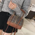 Plaid Boston Bag With Shoulder Strap