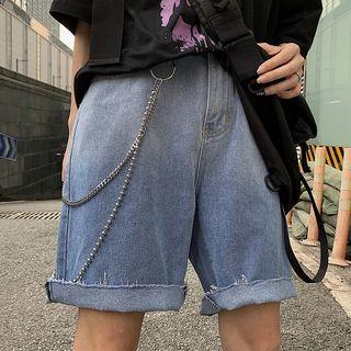 Gradient Wide Leg Denim Shorts