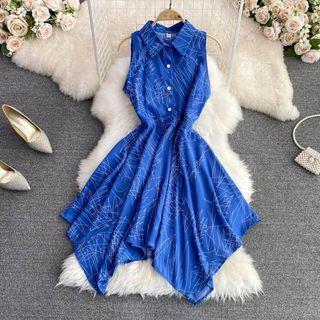 Sleeveless Printed Asymmetrical Dress