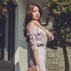 Faux-pearl Trim Off-shoulder Dress