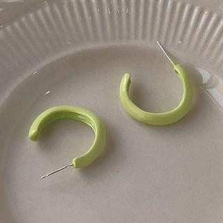 Resin Open Hoop Earring 1 Pair - 1635 - Light Green - One Size