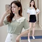 Ruffle Short-sleeve Chiffon Shirt