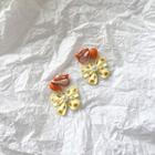 Ribbon Drop Earring 1 Pair - Orange & Milky White - One Size