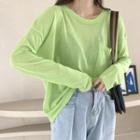 Long-sleeve Pocket Detail T-shirt