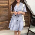 Short-sleeve Mini A-line Plaid Dress