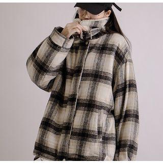 Fleece-lined Zip Plaid Jacket