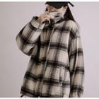 Fleece-lined Zip Plaid Jacket