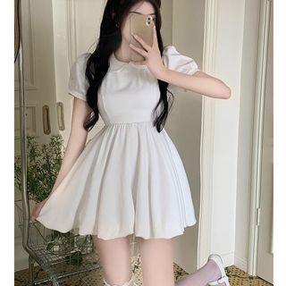 Peter Pan-collar Puff-sleeve Mini Dress