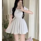 Peter Pan-collar Puff-sleeve Mini Dress