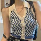 Striped Halter-neck Top As Shown In Figure - One Size