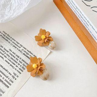 Flower Drop Earring 1 Pair - Brown - One Size