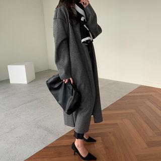 Open-front Woolen Long Coat