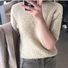 Short-sleeve Crew-neck Sweater Almond - One Size