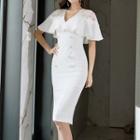 Short-sleeve Double-breasted Sheath Dress
