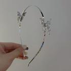 Buttoned Rhinestone Alloy Headband Silver - One Size