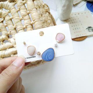 Set: Irregular Glaze / Rhinestone / Faux Pearl Earring (assorted Designs)