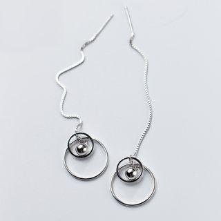 S925 Sterling Silver Ball & Ring Threader Earring
