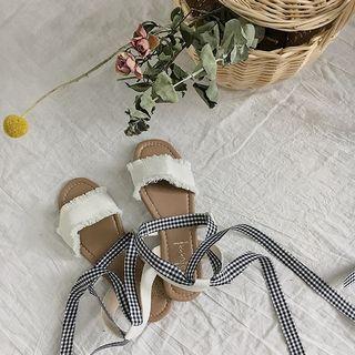 Plaid Lace Up Sandals