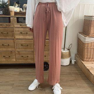 Drawstring Glitter Wide-leg Pants