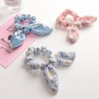 Printed Rabbit Ear Headband Flower - Light Blue - One Size